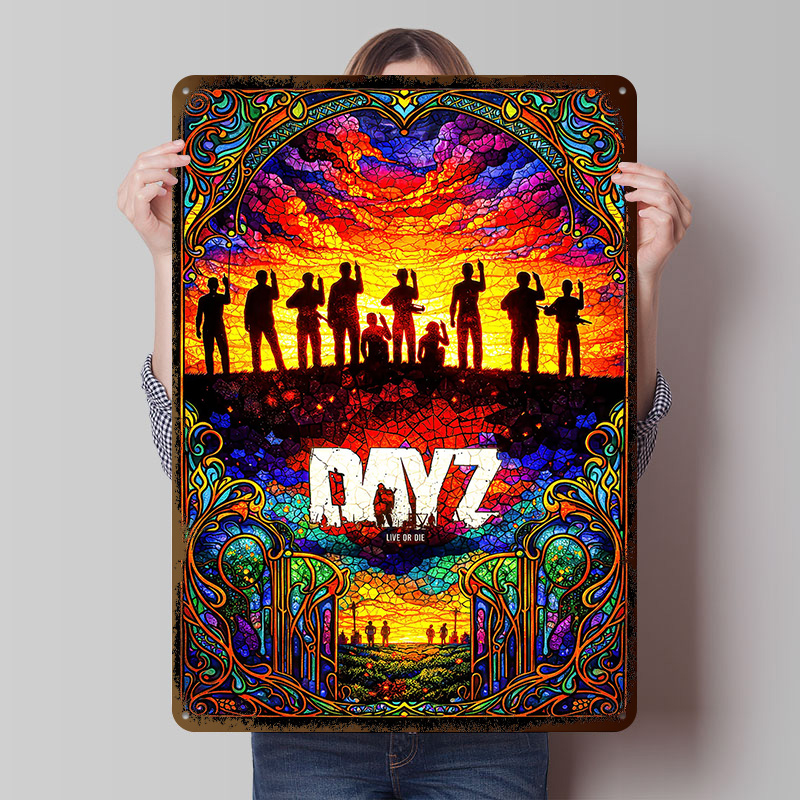 Vintage Gaming Accessories - Металлическая табличка DayZ с витражным рисунком,
