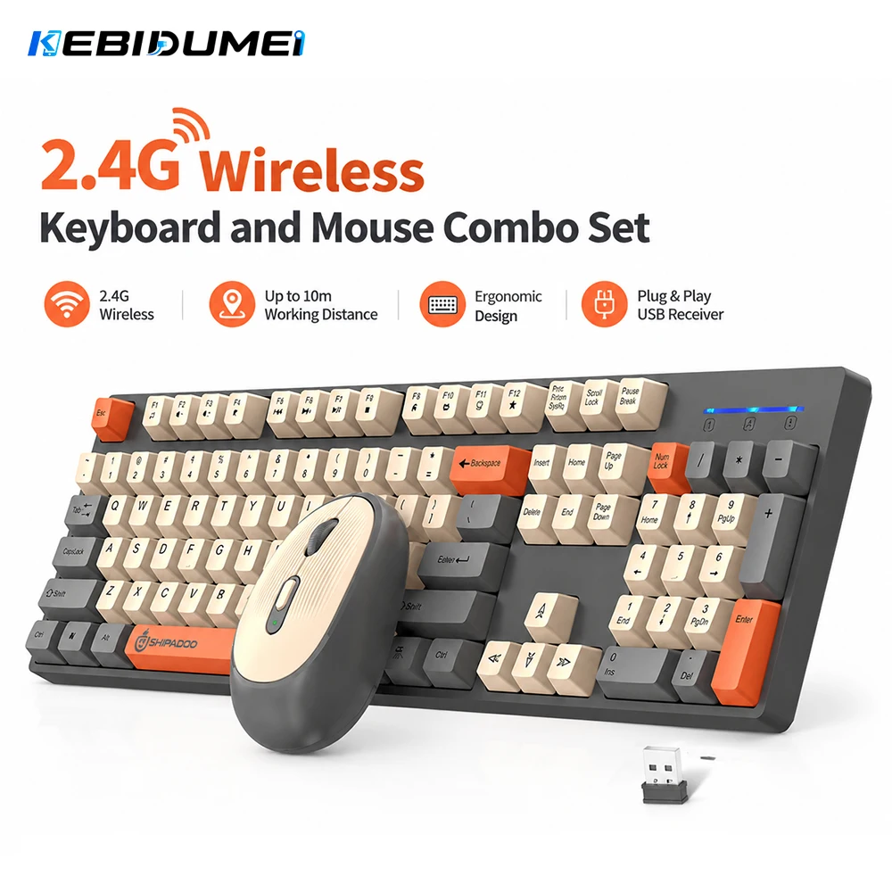 Gaming Accessories Combo - Беспроводной комплект KEBIDUMEI 2.4G: клавиатура и