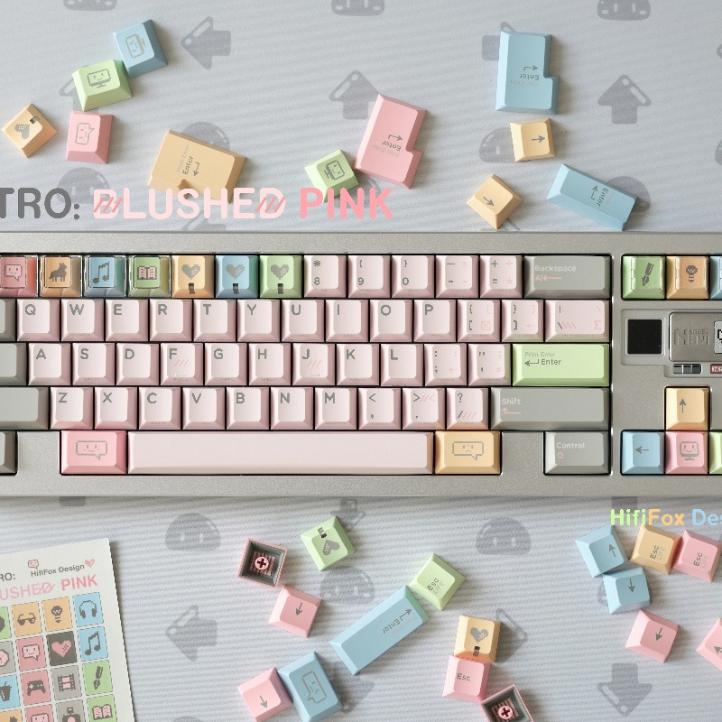 Vintage Gaming Accessories - Соромно-розовые винтажные тематические колпачки для клавиш,